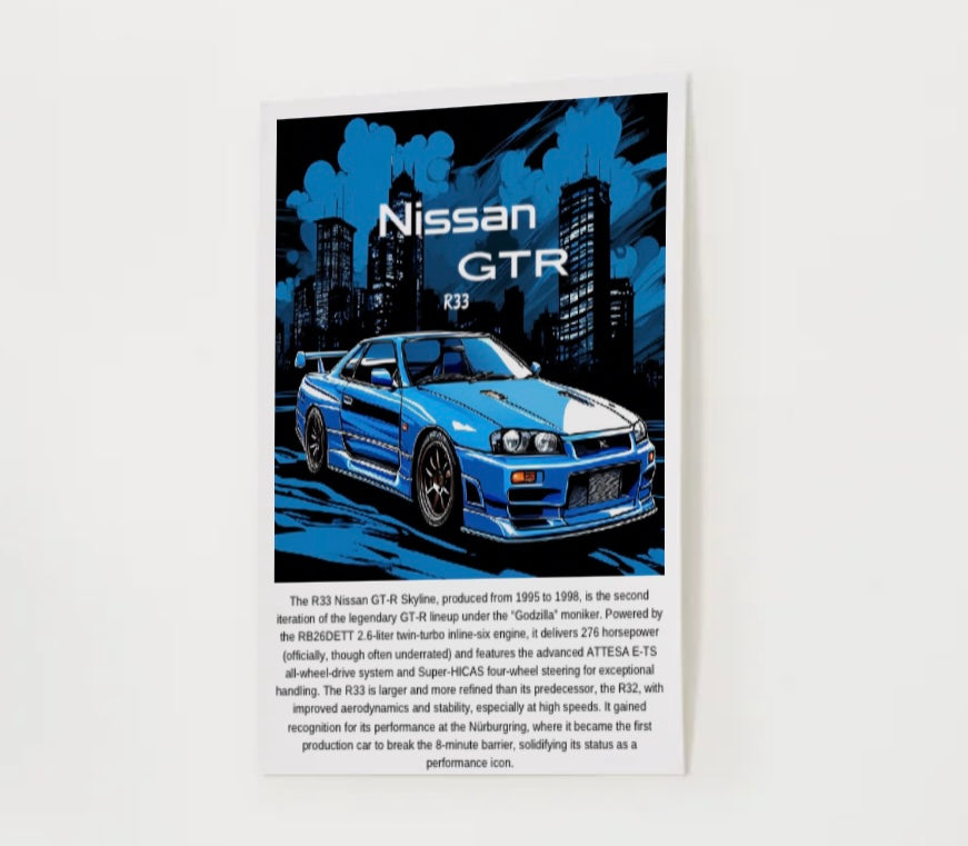 Nissan R33 GTR Skyline Poster
