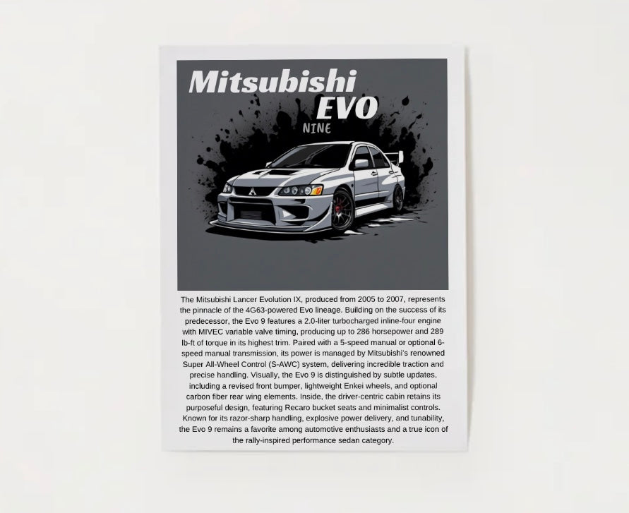 Mitsubishi EVO 9 Poster
