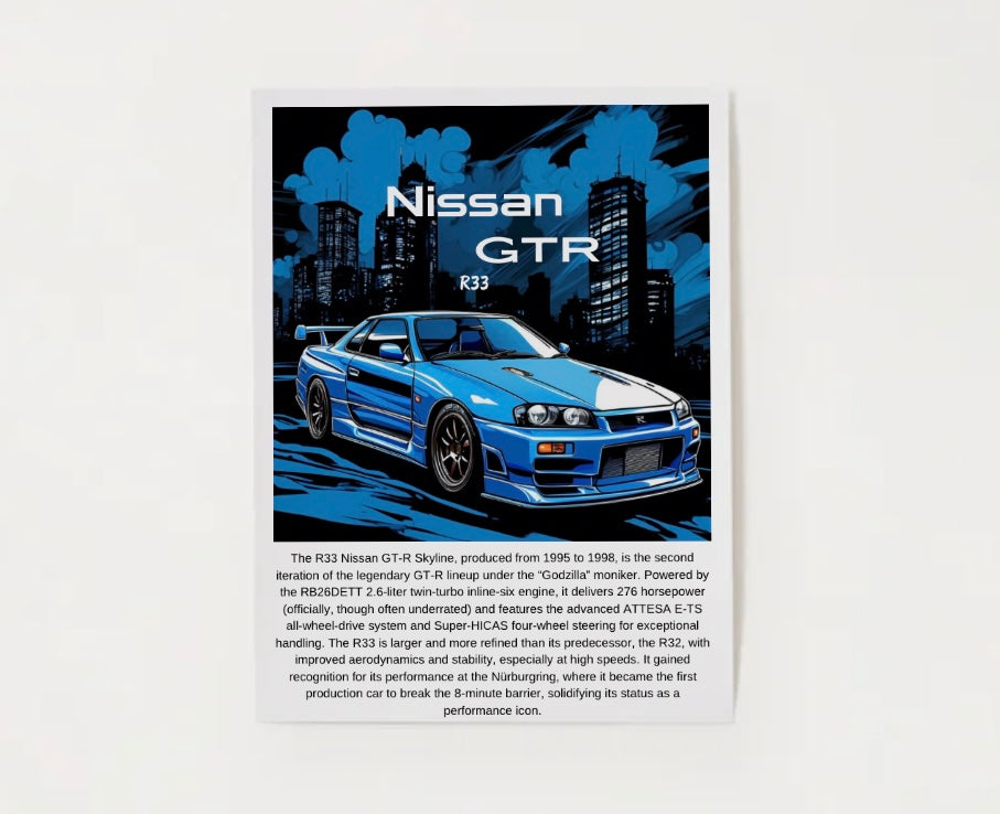 Nissan R33 GTR Skyline Poster