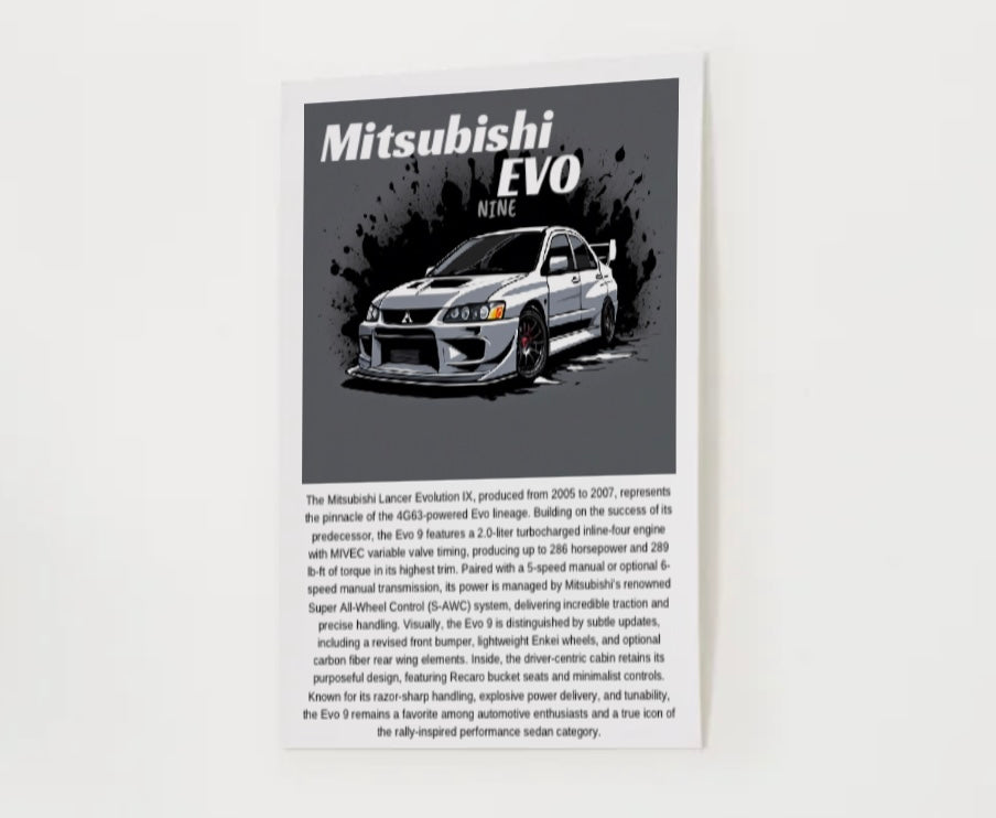 Mitsubishi EVO 9 Poster